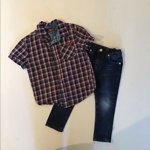 7 For All Mankind Toddler Jeans w/Plaid Shirt